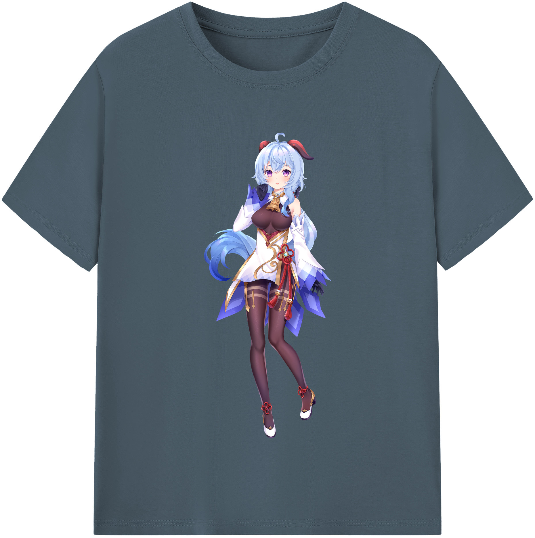 げんし神 甘雨 かんう genshin Ganyu 綿100％半袖Tシャツ（フロントプリント）